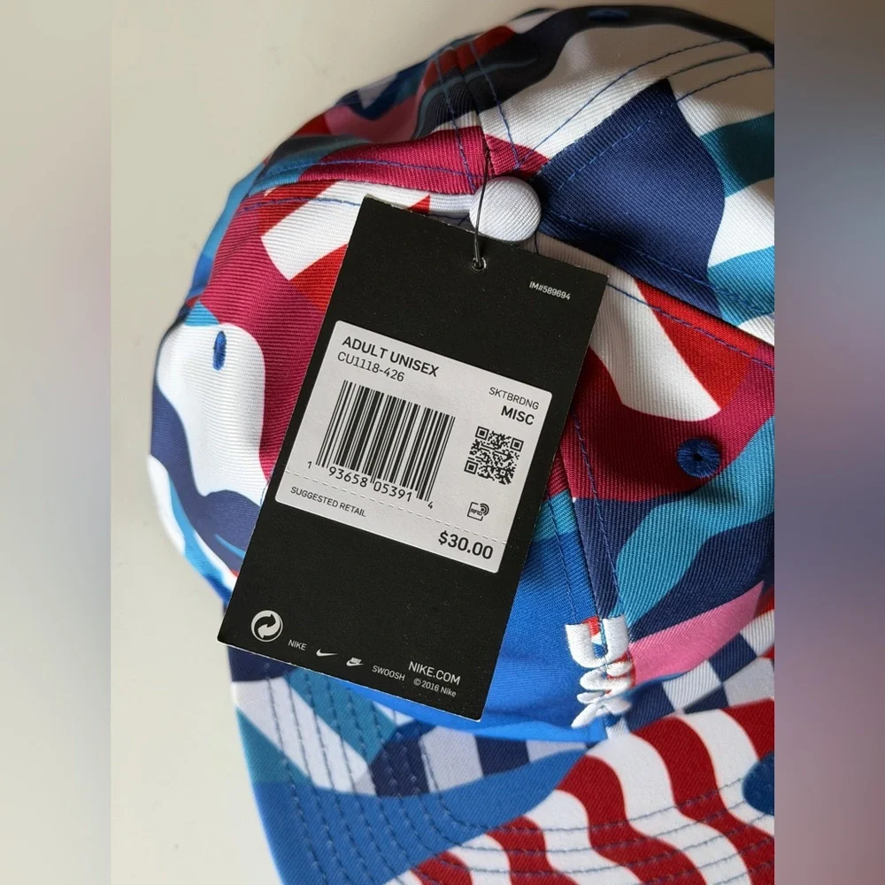 NWT Nike Adult Unisex USA Skateboard Olympic Blue and Red Patterned Hat - Picture 4 of 5